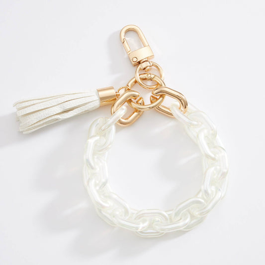 Two Tone Mixed Resin Chain Keychains: WHT