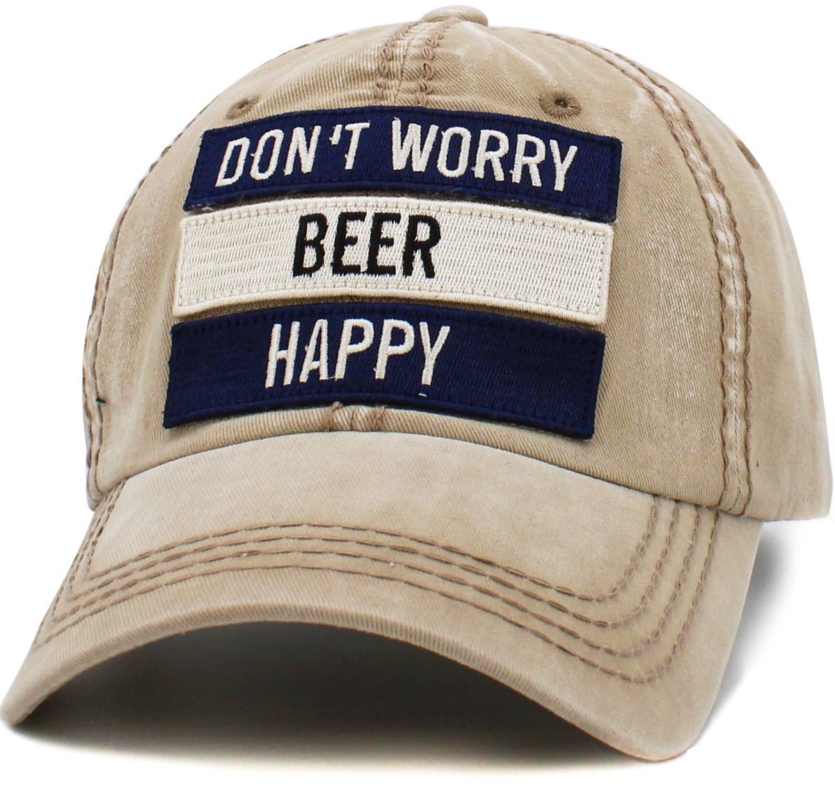 Don't Worry Beer Happy Vintage Ballcap: BLACK