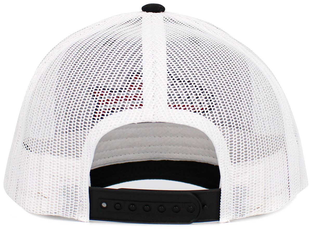 Fish Flag Mesh Back Ballcap: BLK-Dark Grey