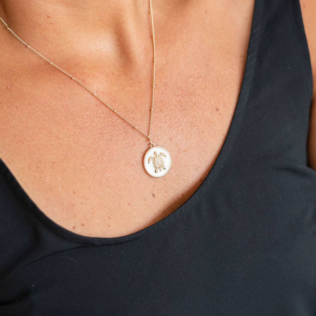 Tropi-Cool White Turtle Necklace