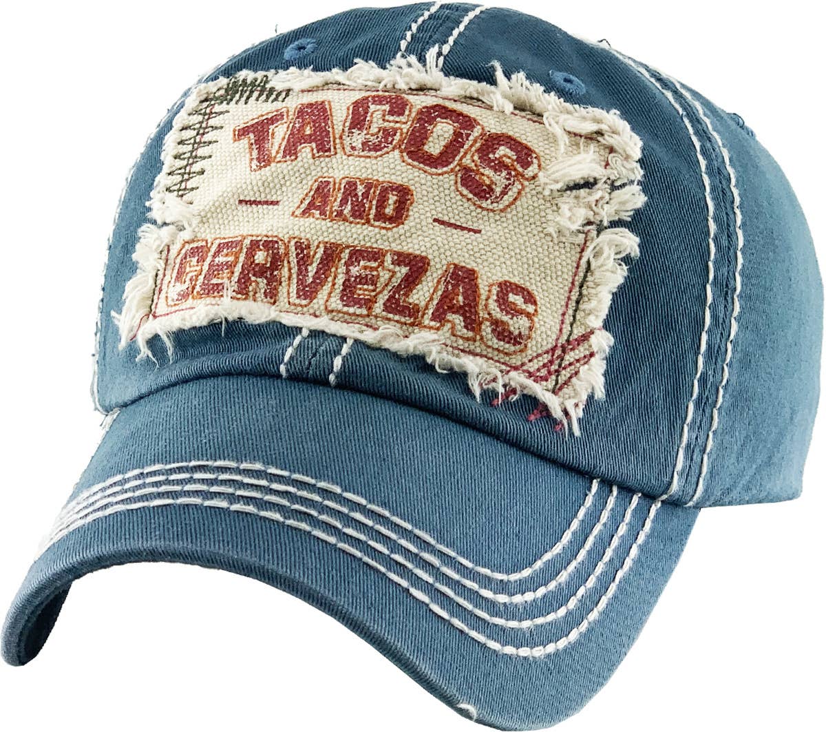 TACOS AND CERVEZAS Vintage Ballcap: Grey