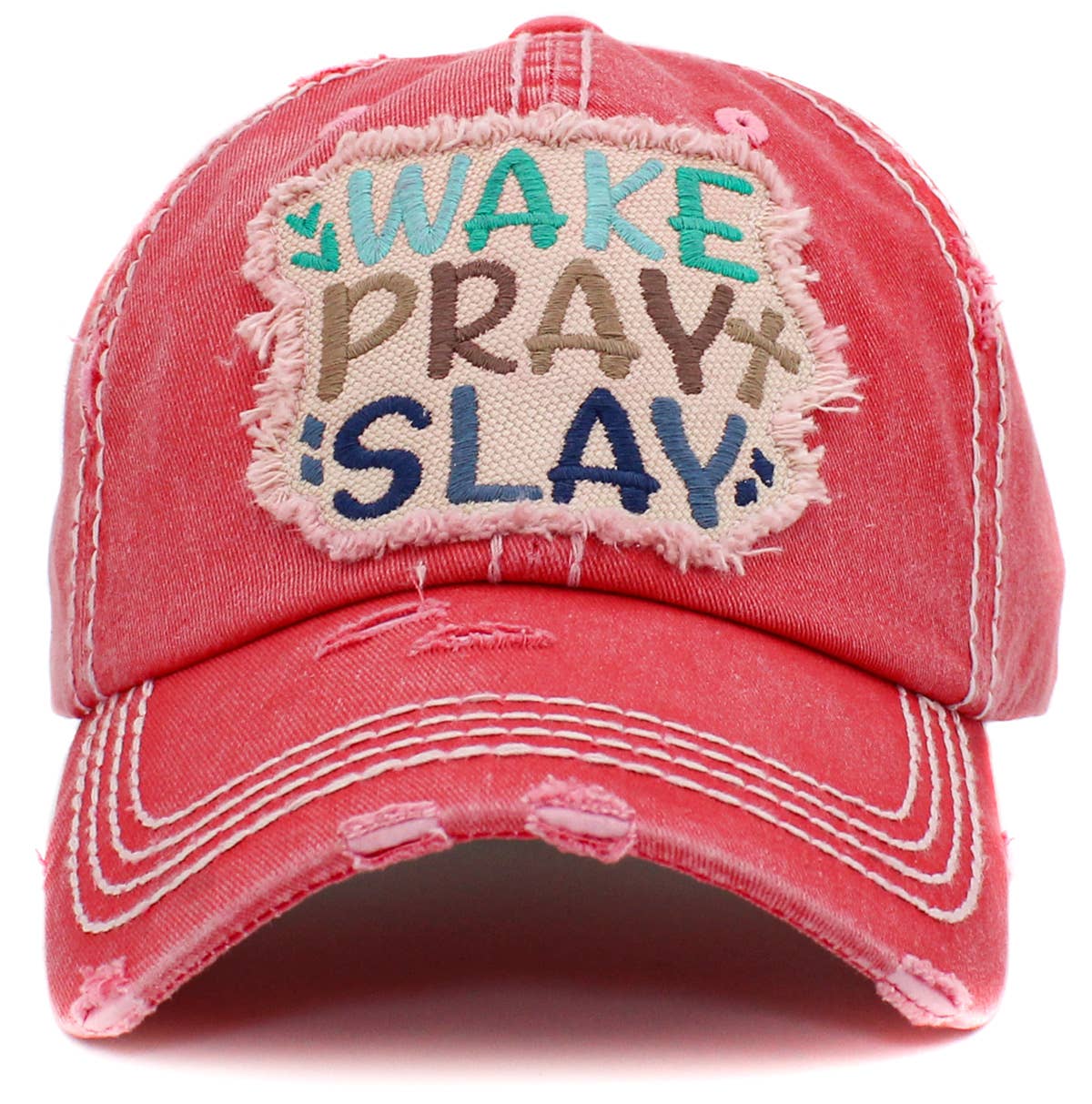 Wake Pray Slay Washed Vintage Ballcap: Grey