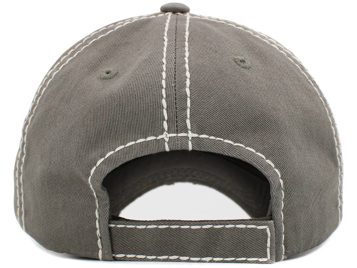 Wake Pray Slay Washed Vintage Ballcap: Grey