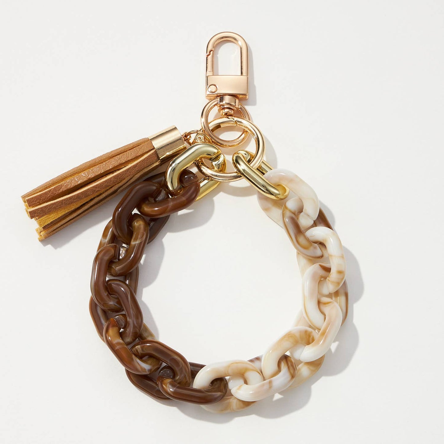 Two Tone Mixed Resin Chain Keychains: WHT