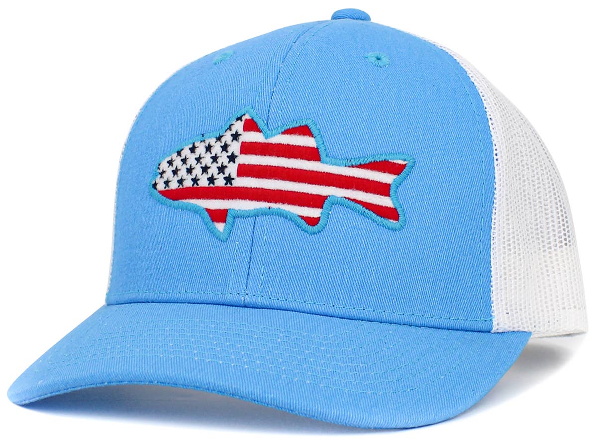 Fish Flag Mesh Back Ballcap: BLK-Dark Grey