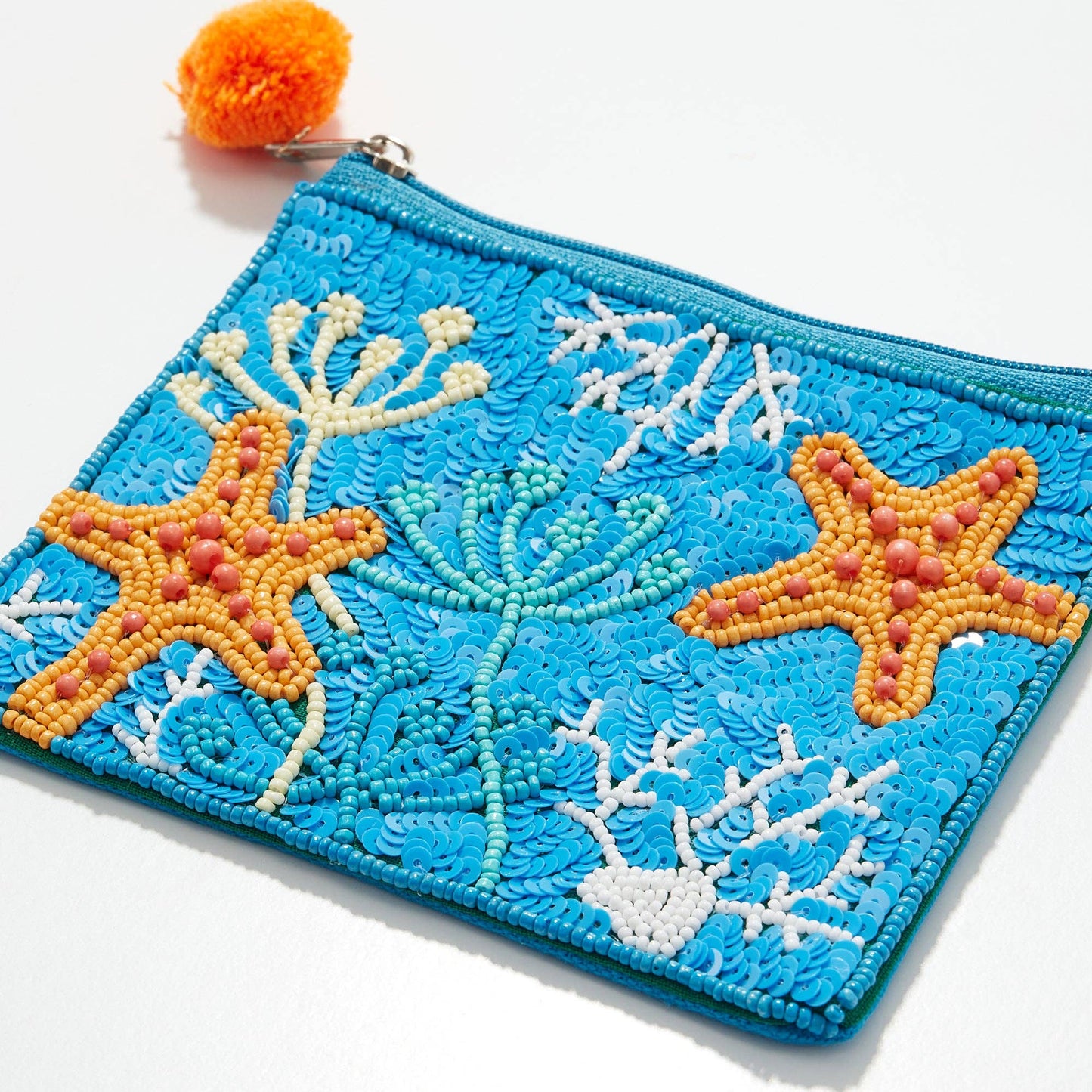 Starfish Seed Bead Canvas Pouch