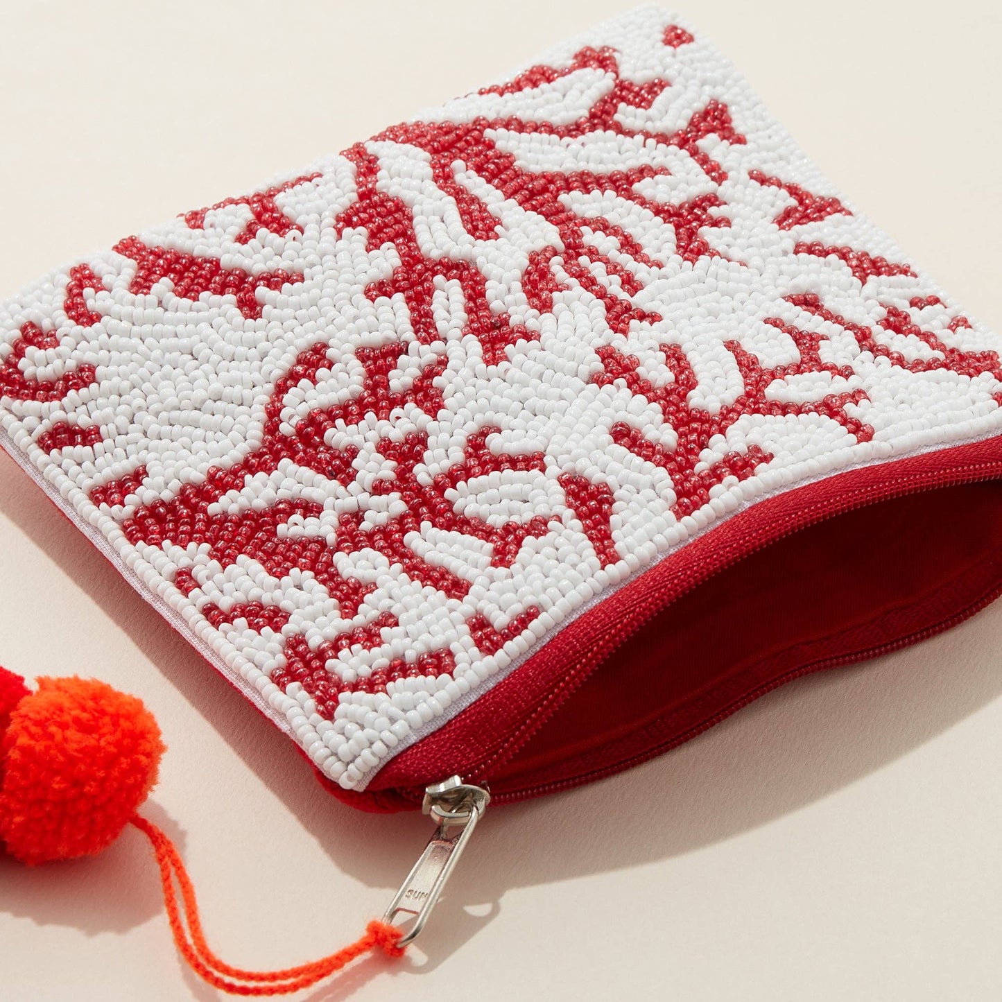 Sea Corals Seed Bead Canvas Pouch: BLU