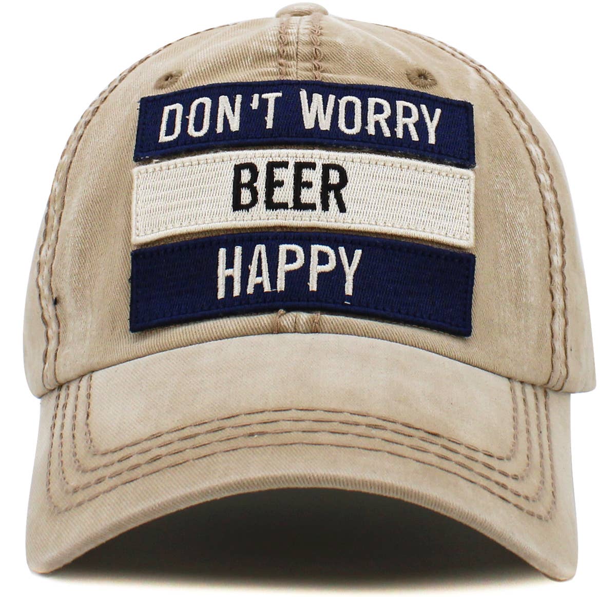 Don't Worry Beer Happy Vintage Ballcap: BLACK