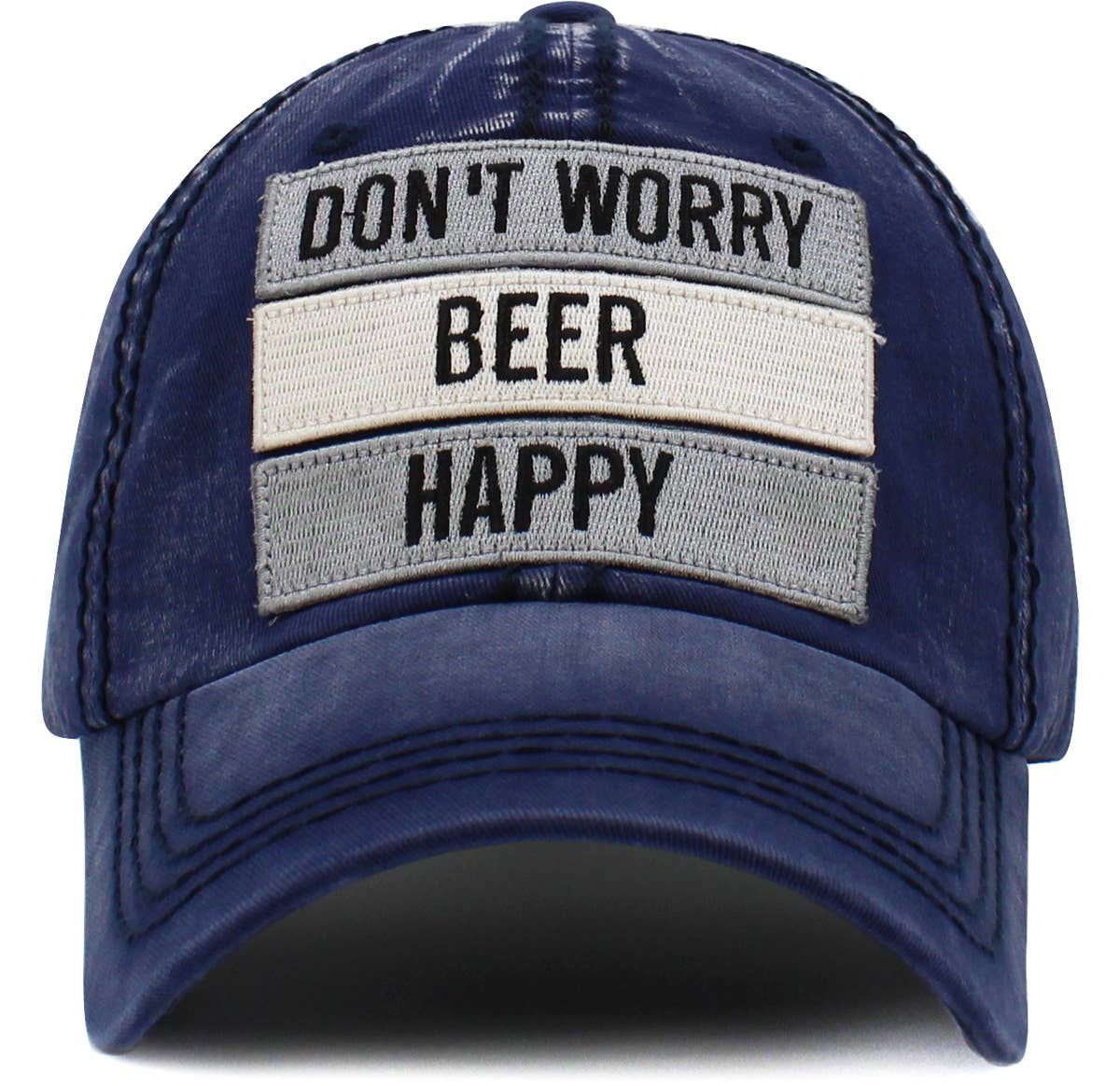 Don't Worry Beer Happy Vintage Ballcap: BLACK