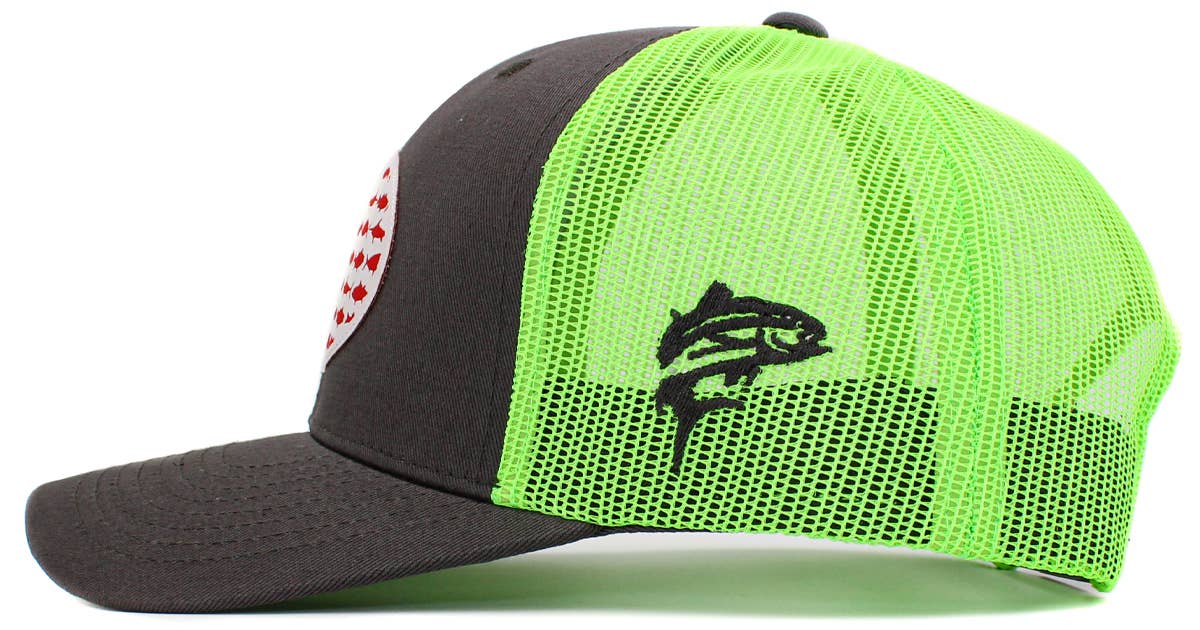 USA Fish Flag Mesh Back Ballcap: BLK-BLK