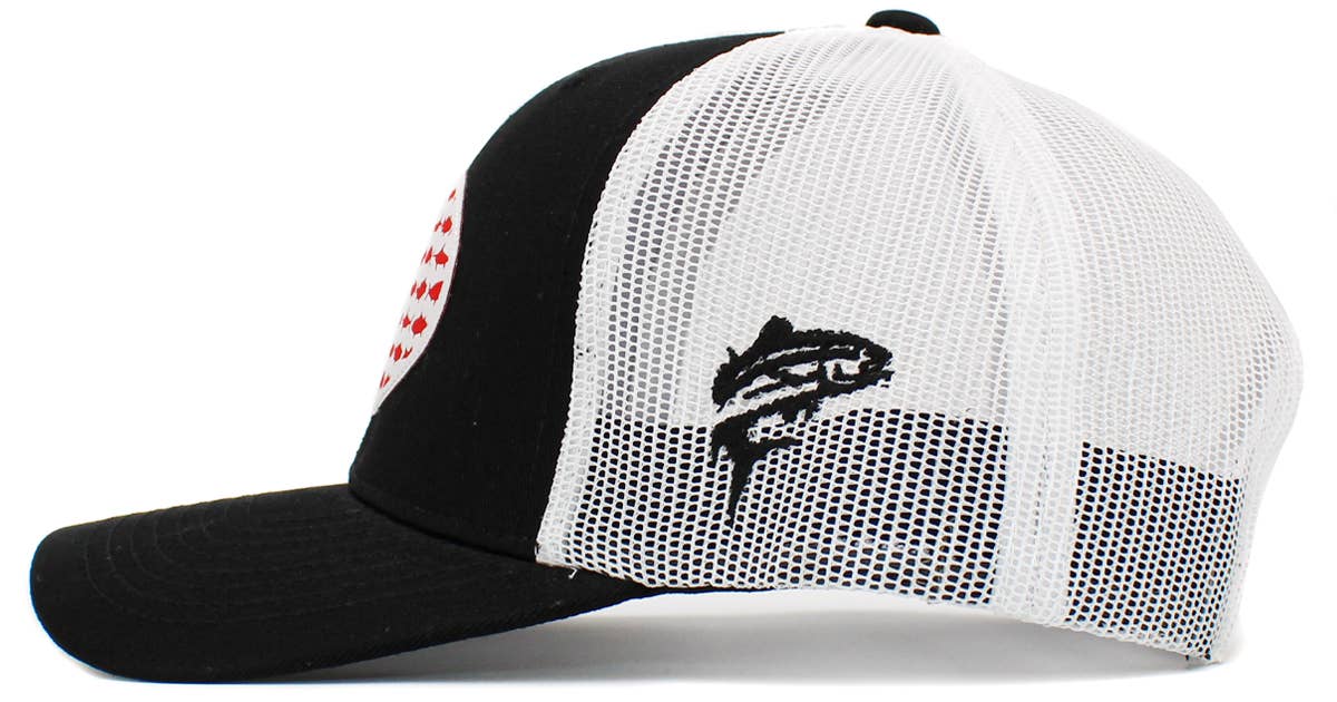 USA Fish Flag Mesh Back Ballcap: BLK-BLK