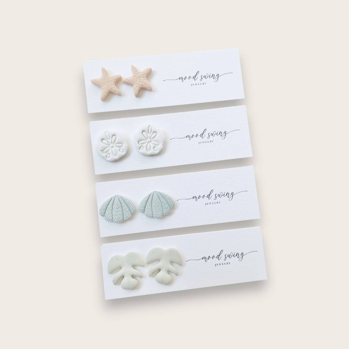 Beach-Bound Collection | Polymer Clay Studs: Speckled Sanddollars