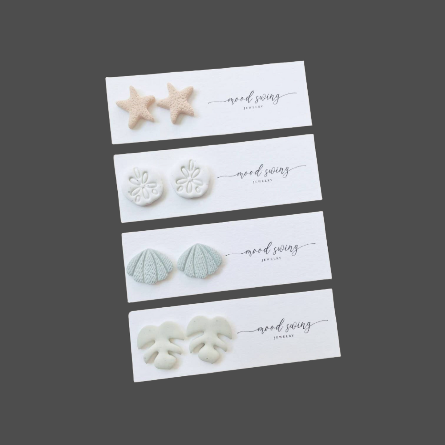 Beach-Bound Collection | Polymer Clay Studs: Speckled Sanddollars