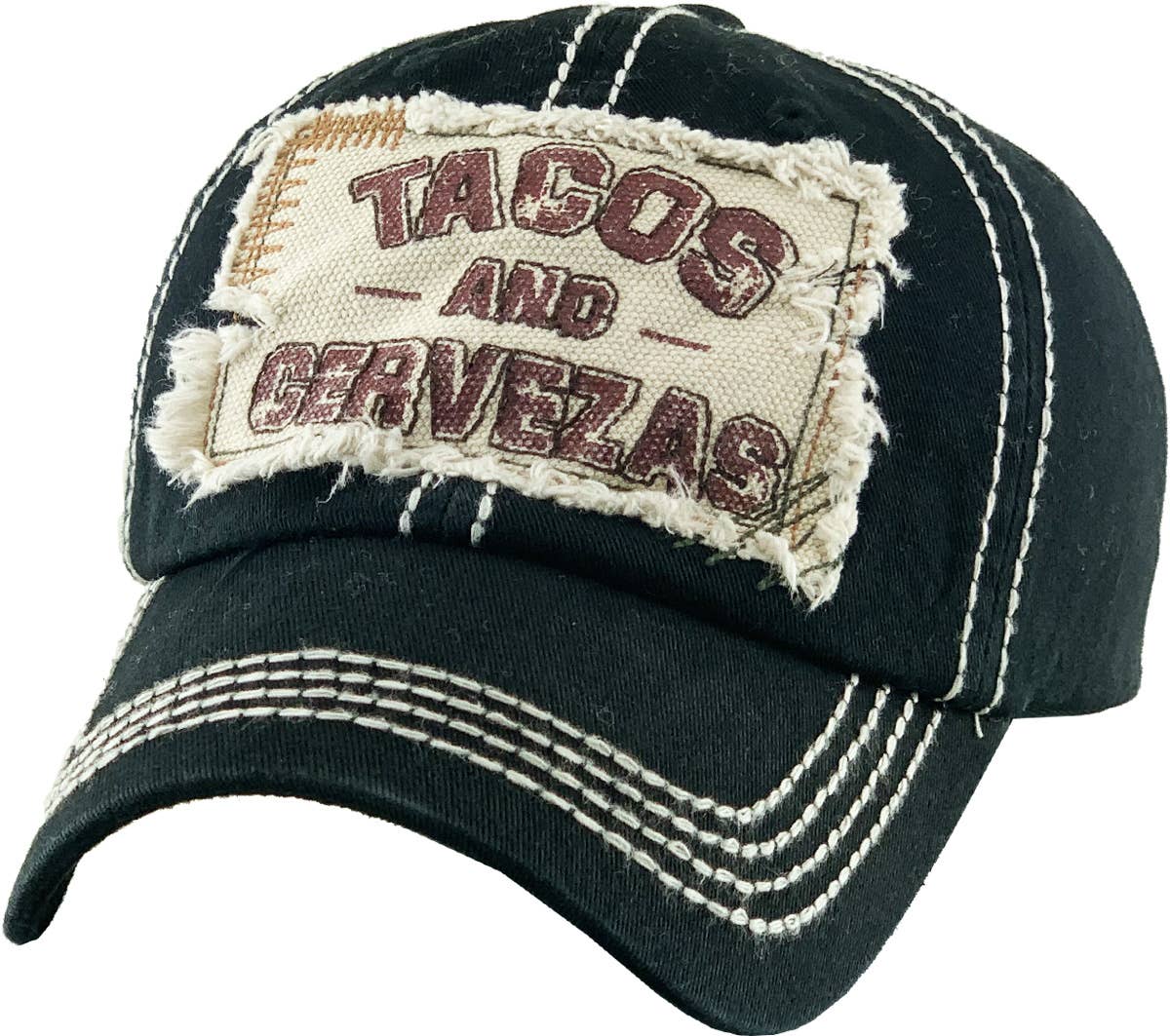 TACOS AND CERVEZAS Vintage Ballcap: BLUE