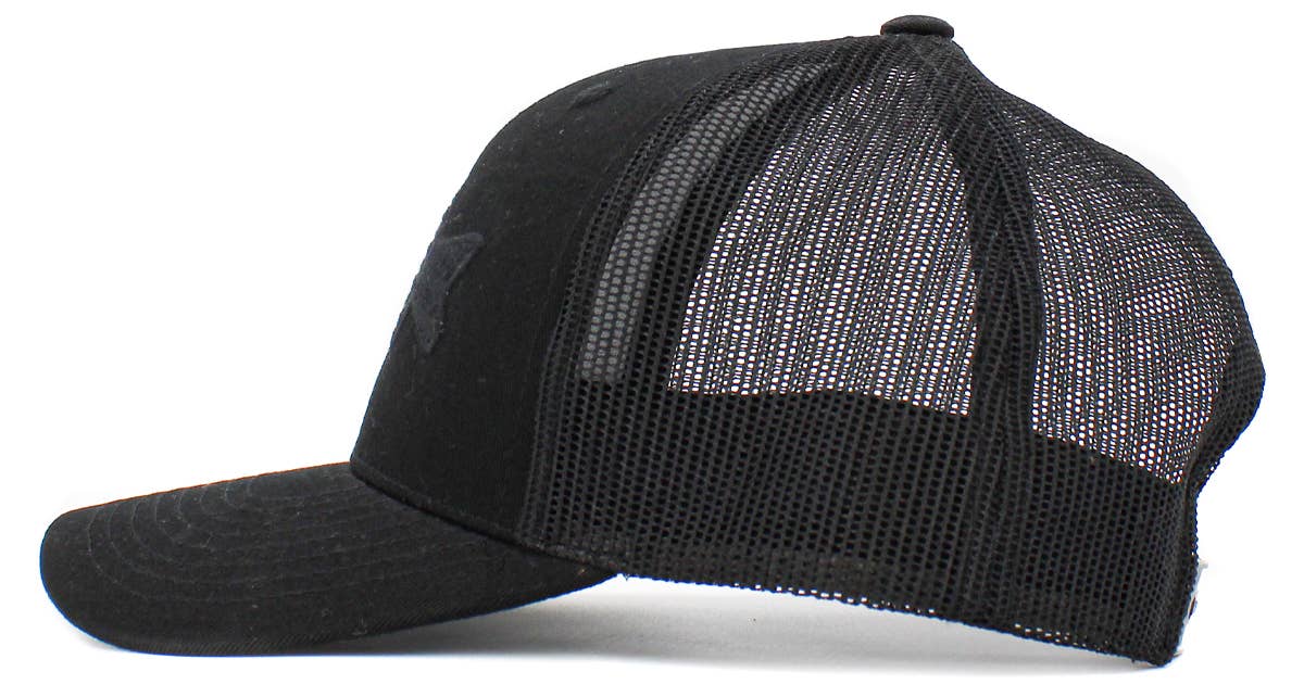 Fish Flag Mesh Back Ballcap: BLK-Dark Grey