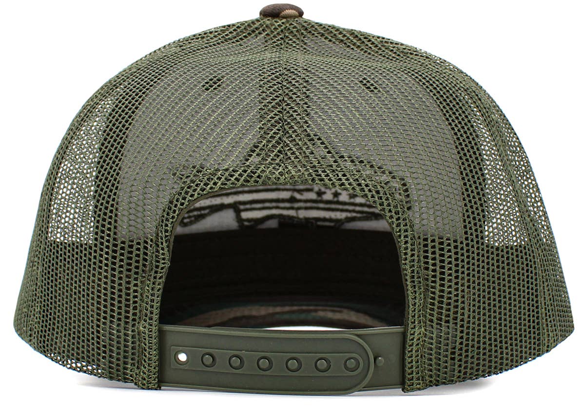 Fish Flag Mesh Back Ballcap: BLK-Dark Grey