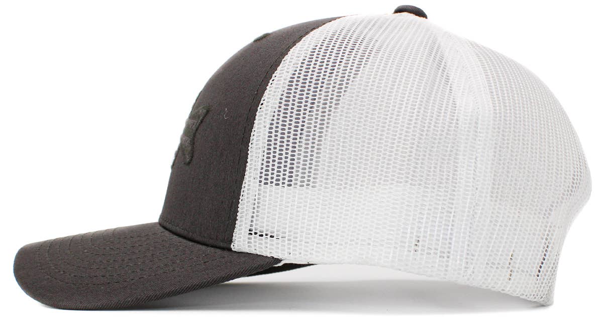 Fish Flag Mesh Back Ballcap: BLK-Dark Grey