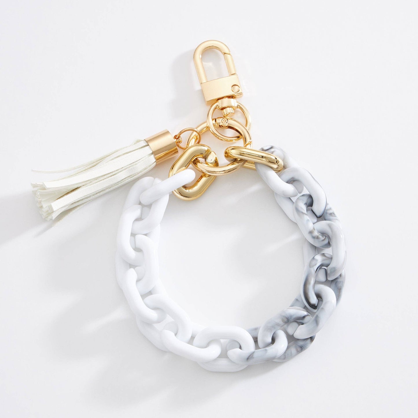 Two Tone Mixed Resin Chain Keychains: WHT