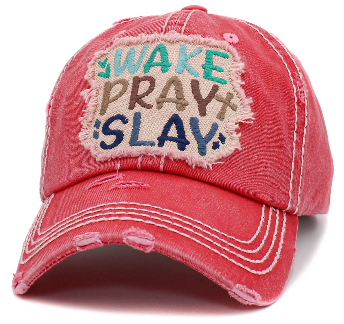 Wake Pray Slay Washed Vintage Ballcap: Grey