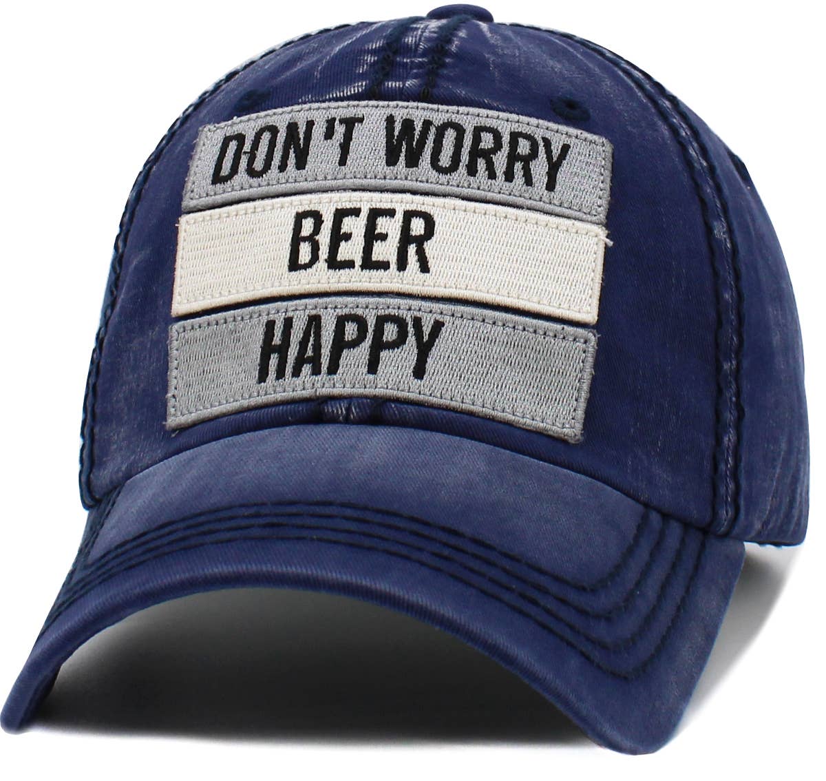 Don't Worry Beer Happy Vintage Ballcap: BLACK