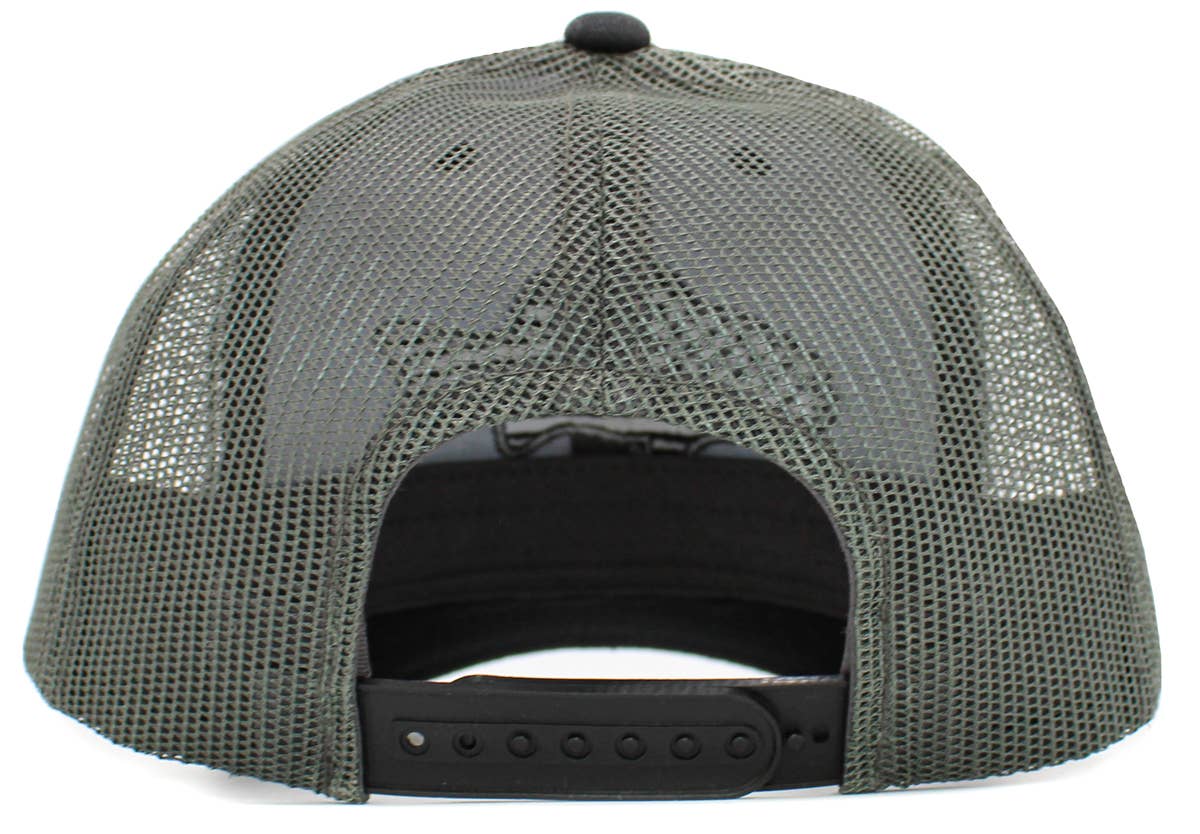 Fish Flag Mesh Back Ballcap: BLK-Dark Grey