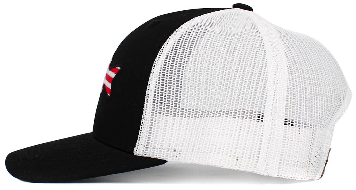 Fish Flag Mesh Back Ballcap: BLK-Dark Grey