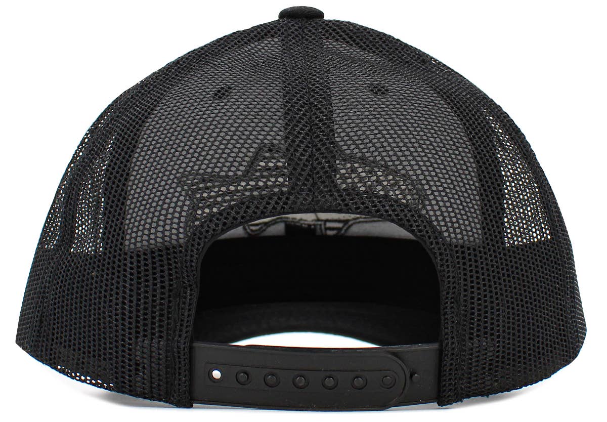 Fish Flag Mesh Back Ballcap: BLK-Dark Grey