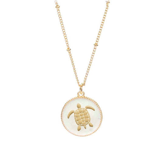 Tropi-Cool White Turtle Necklace